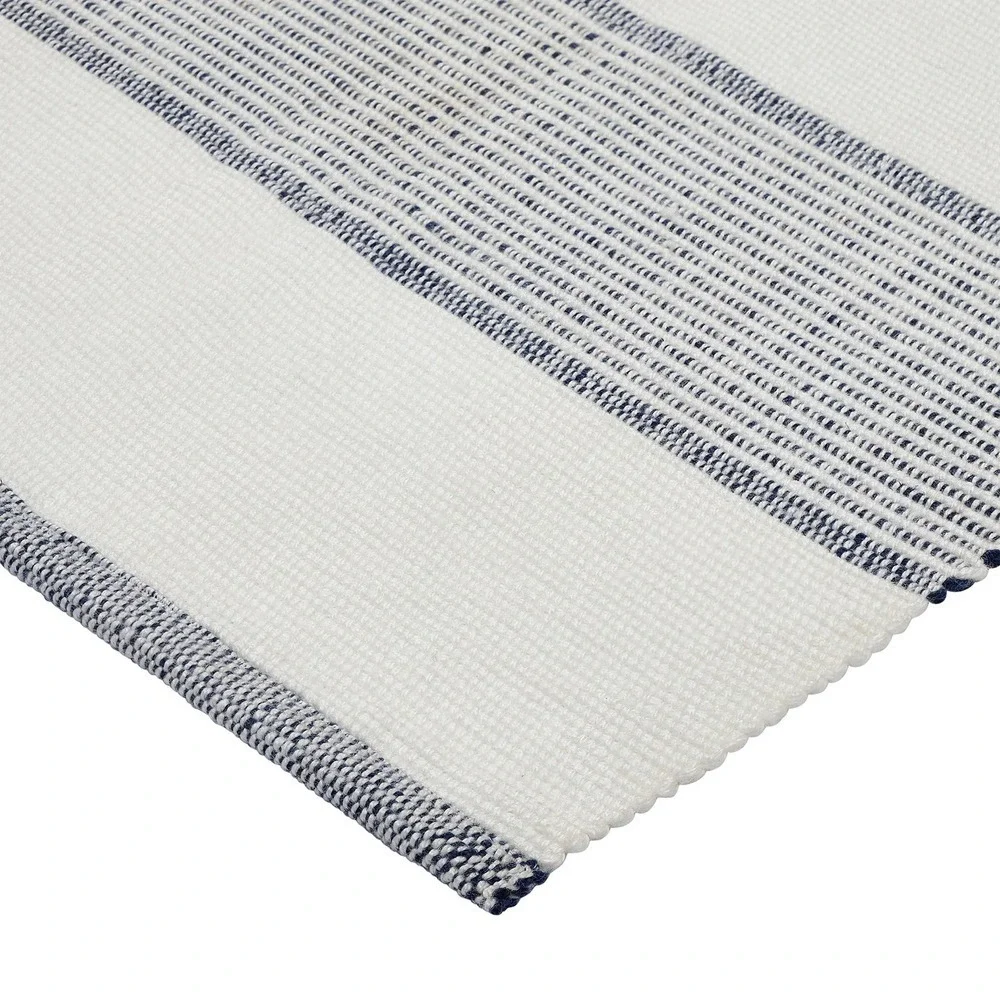 My Texas House Indoor/Outdoor Striped Accent Layering Rug, Blue‎ White, 24x38